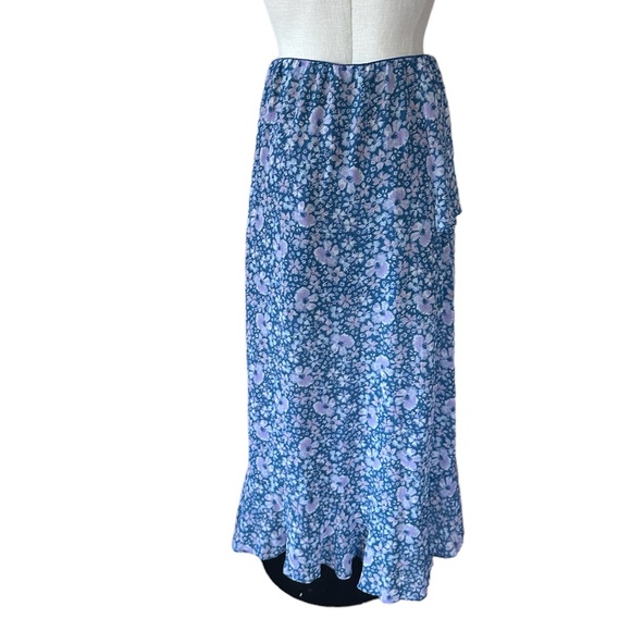 NWOT FREE PEOPLE ROMANCE ME TIERED MAXI Midi SKIRT Blue Medium - Picture 4 of 6